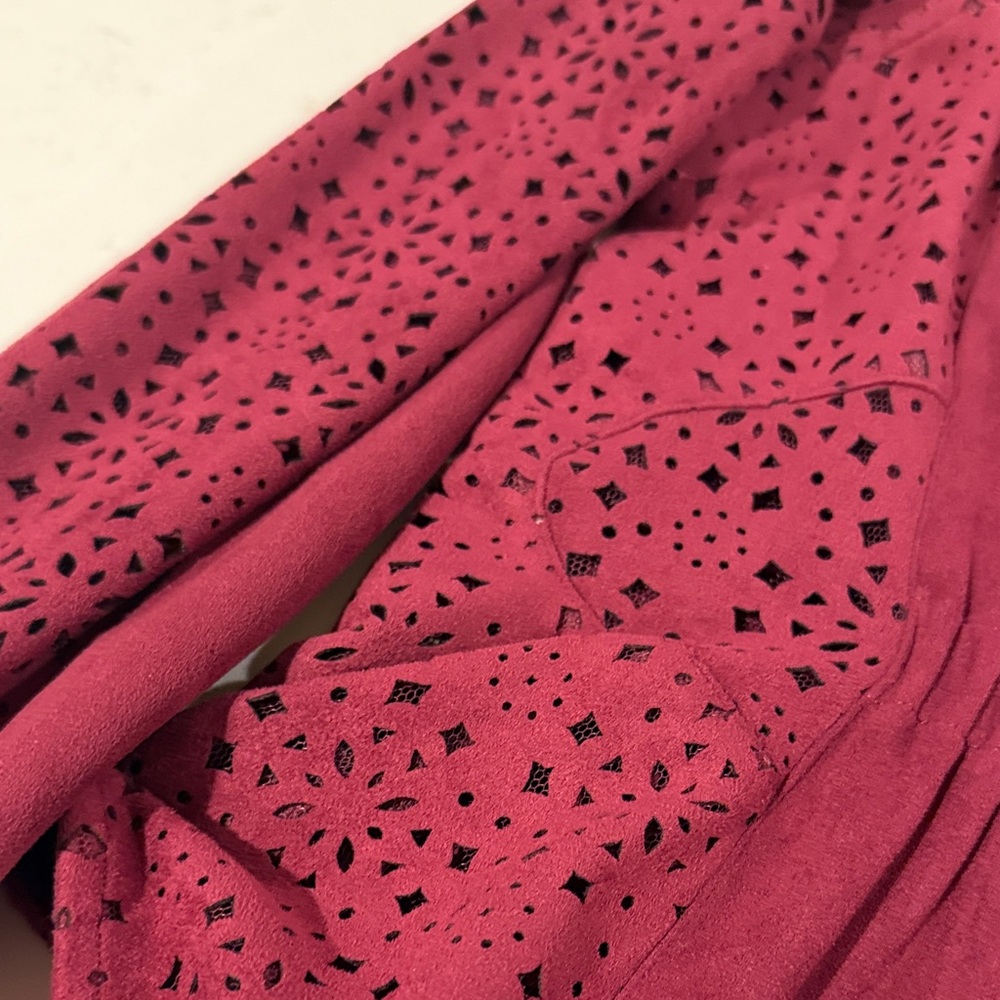 In Earnest Burgundy by Byron Lars Button Down Shirt with Cutout Accents - Picture 13 of 15